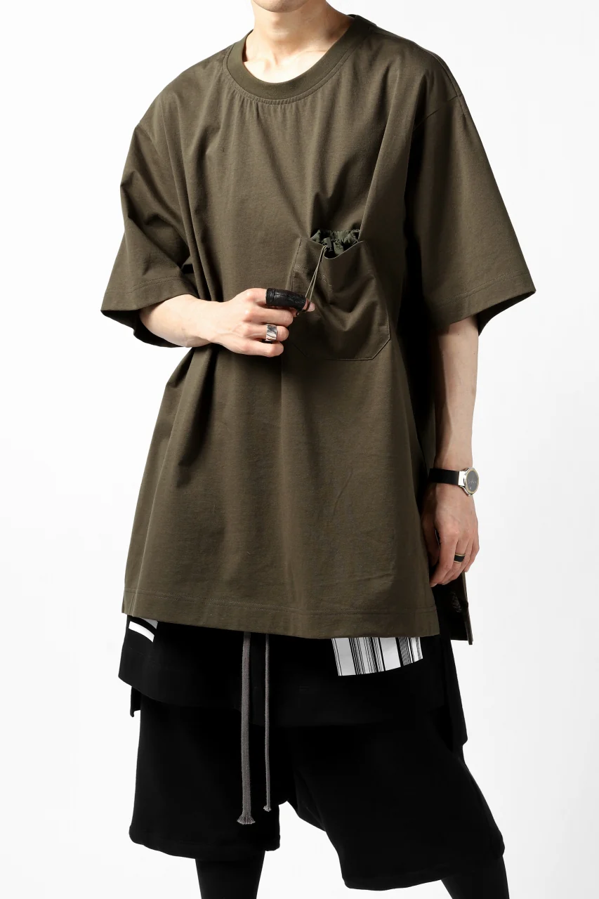 Y-3 Yohji Yamamoto STRINGS POCKET TEE / PAPER JERSEY (KHAKI) - Image 7