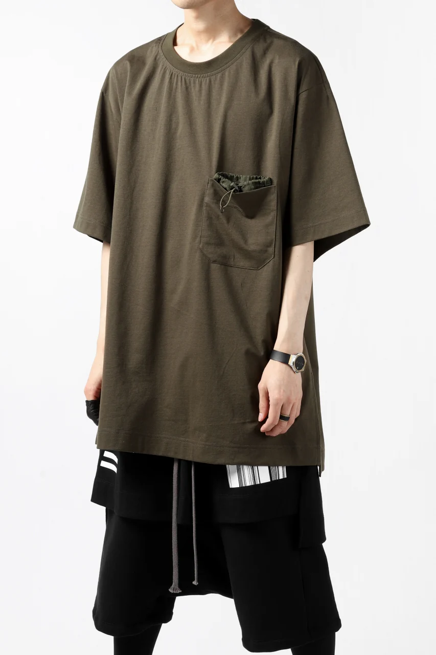 Y-3 Yohji Yamamoto STRINGS POCKET TEE / PAPER JERSEY (KHAKI) - Image 8