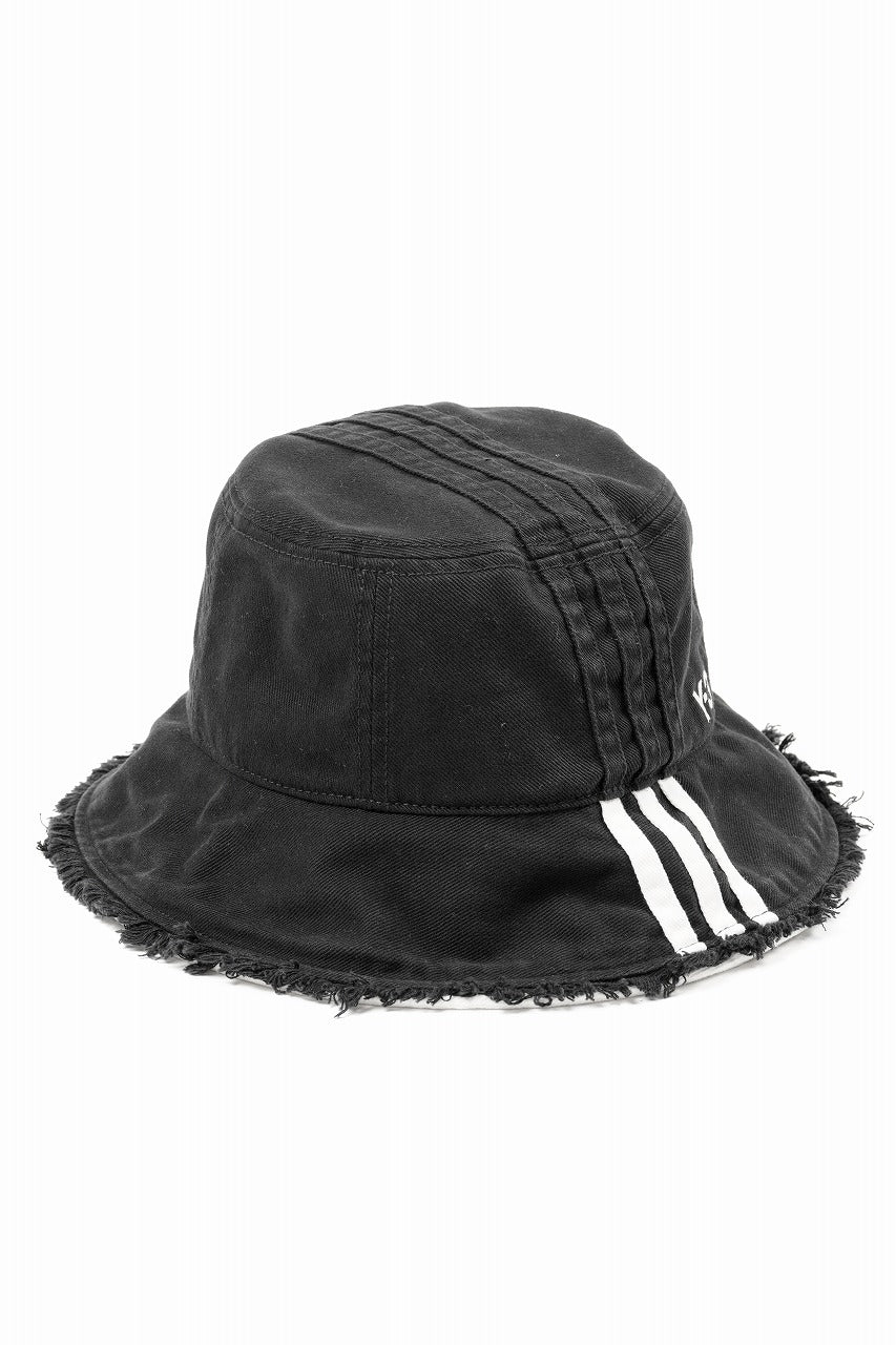 Y-3 Yohji Yamamoto STRIPES BUCKET HAT (BLACK) - Image 4