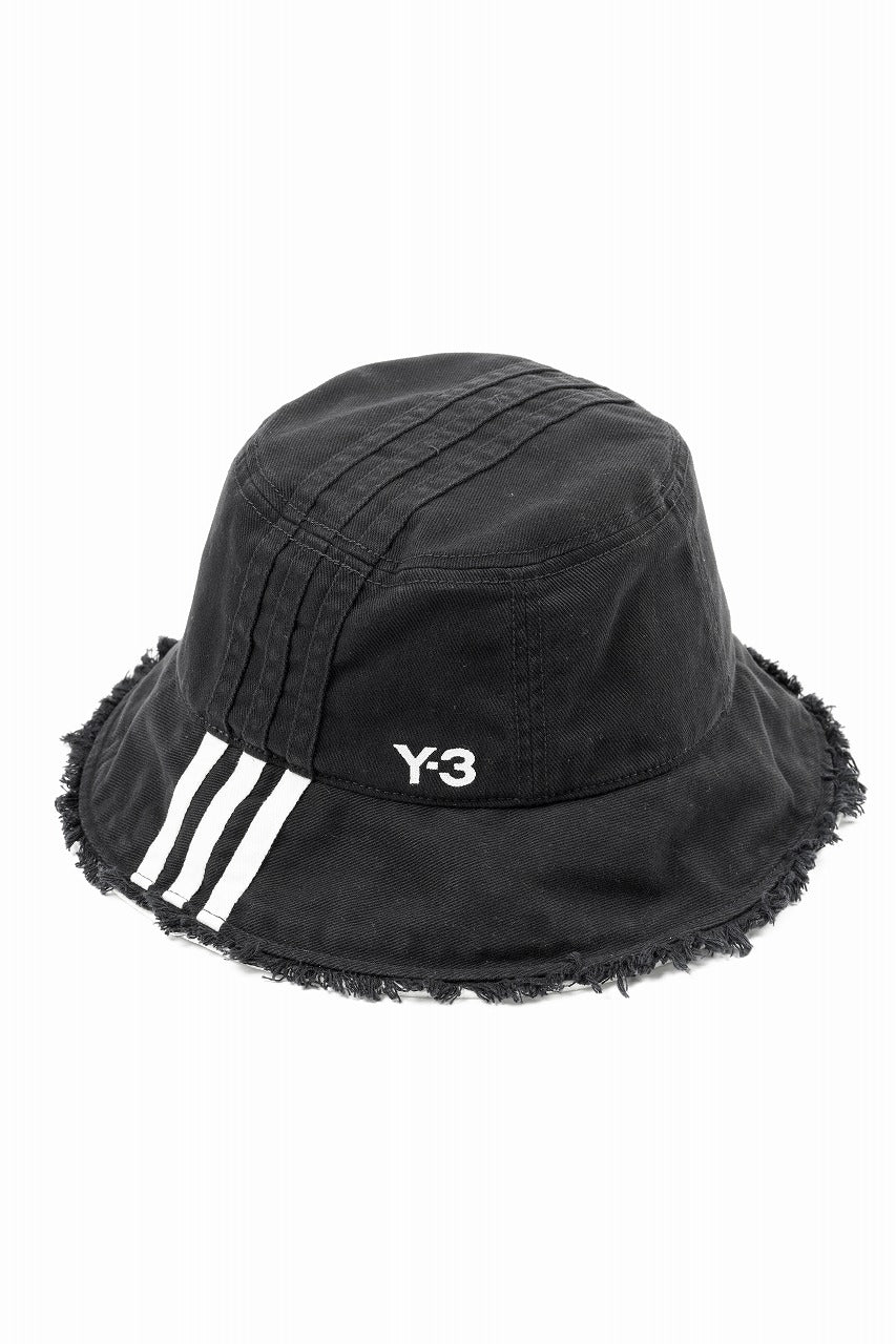 Y-3 Yohji Yamamoto STRIPES BUCKET HAT (BLACK) - Image 5