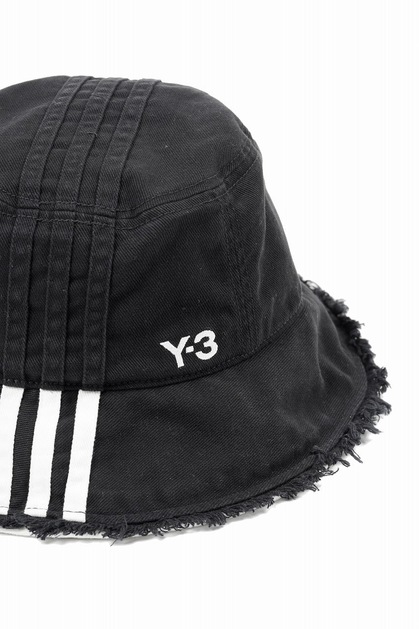 Y-3 Yohji Yamamoto STRIPES BUCKET HAT (BLACK) - Image 8