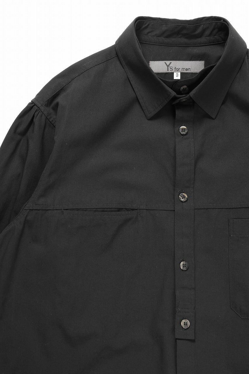 Y's for men SPARE COLLAR SHIRT / 40 BROAD COTTON (BLACK) - Image 4